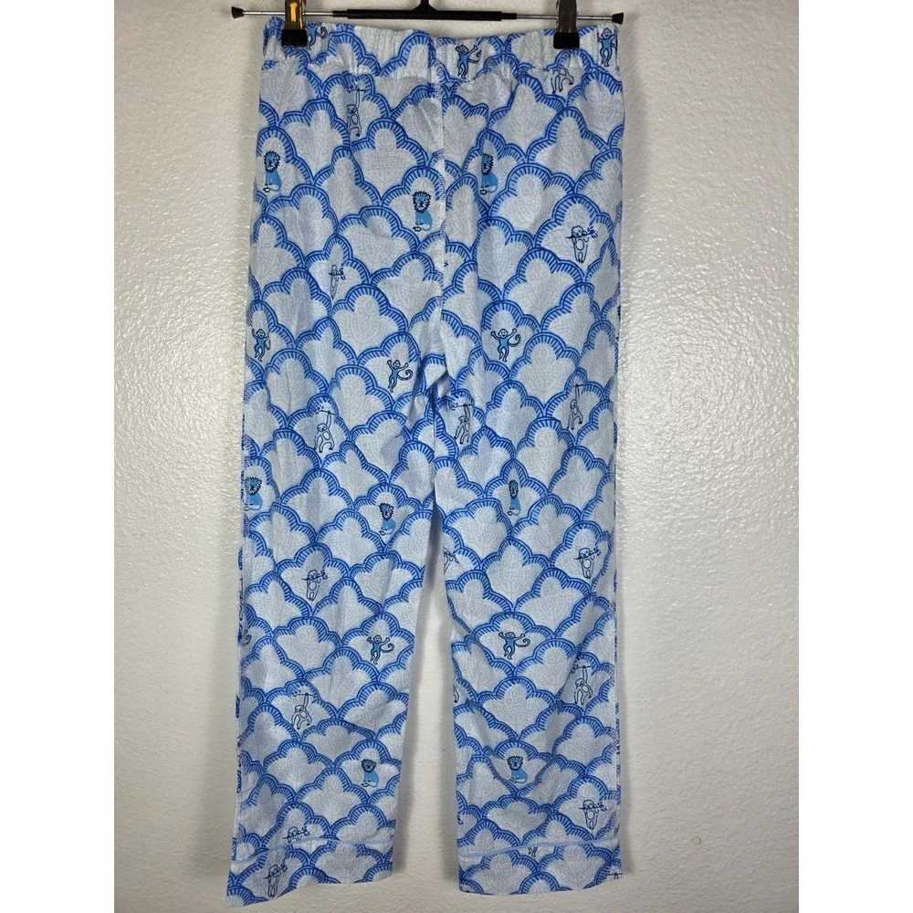 Roller‎ Rabbit Adaptive Pajama Pants Blue Monkey Print Sensory Friendly L 10/12